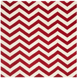 Safavieh Chatham 5' X 5' Square Wool Hand Tufted Rug in Red / Ivory