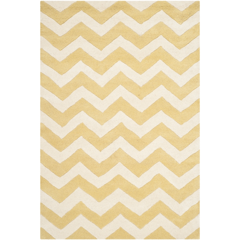 Safavieh Chatham 3' X 5' Wool Hand Tufted Rug in Gold / Ivory