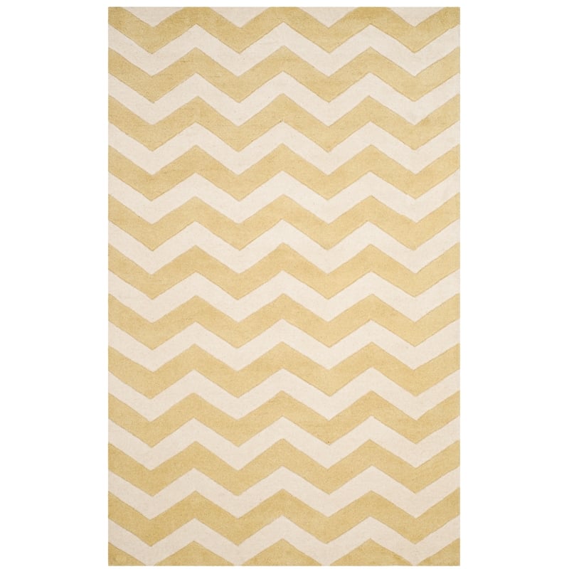 Safavieh Chatham 5' X 8' Wool Hand Tufted Rug in Gold / Ivory