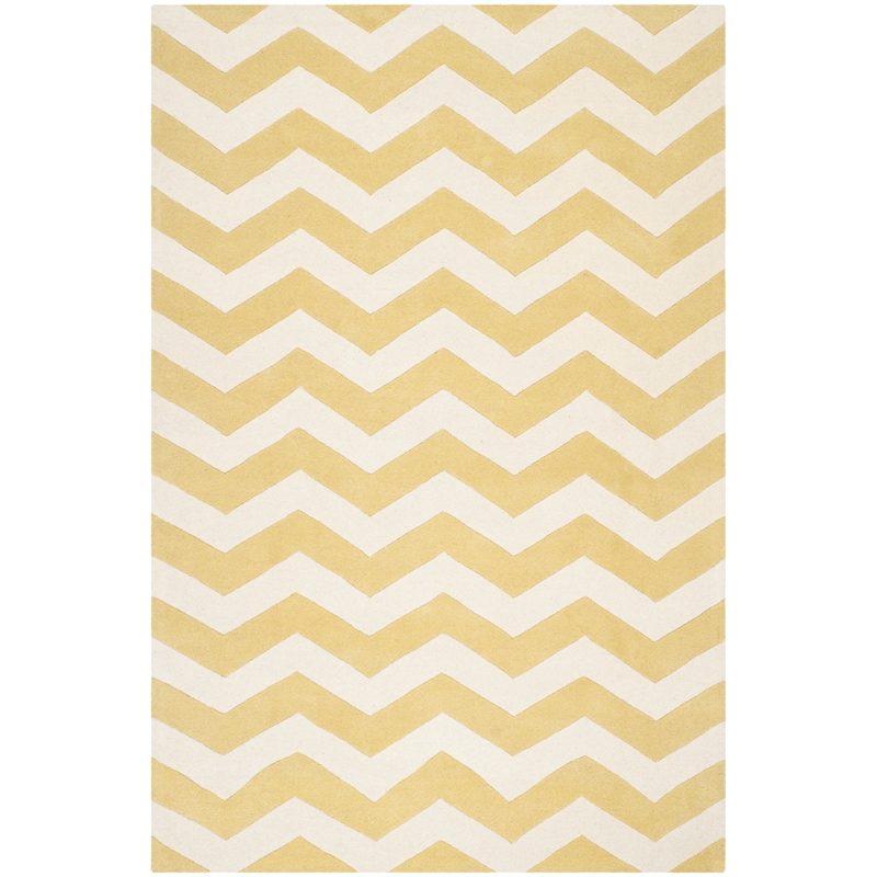 Safavieh Chatham 6' X 9' Wool Hand Tufted Rug in Gold / Ivory