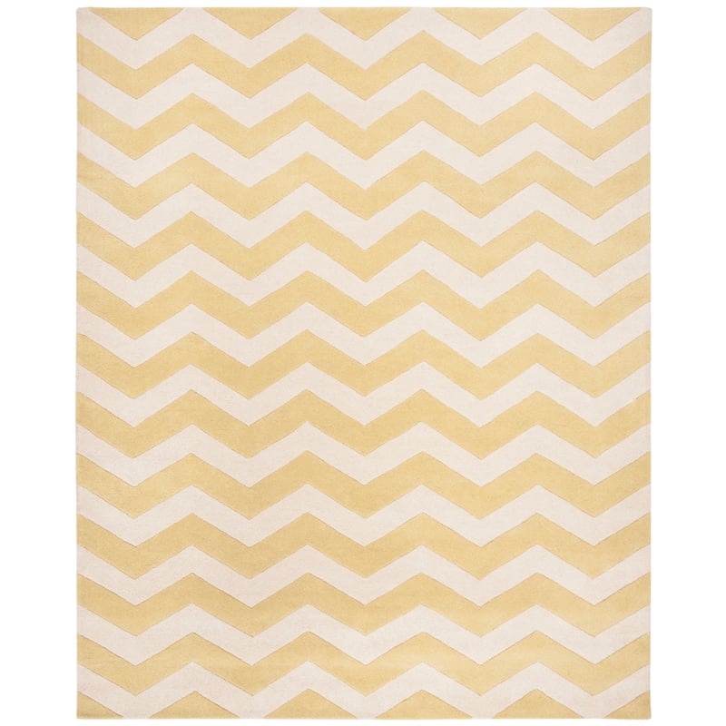 Safavieh Chatham 7' X 7'  Square Wool Hand Tufted Rug in Gold / Ivory