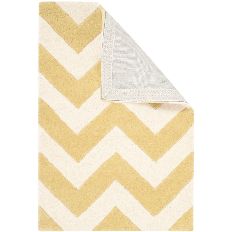 Safavieh Chatham 7' X 7'  Square Wool Hand Tufted Rug in Gold / Ivory