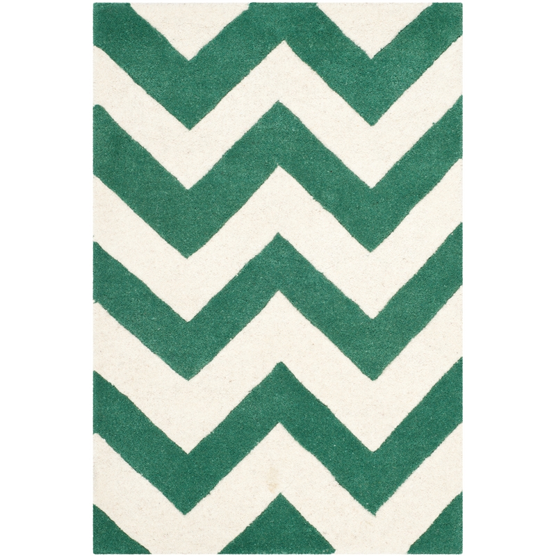 Safavieh Chatham 2' X 3' Wool Hand Tufted Rug in Teal / Ivory