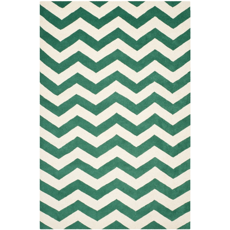 Safavieh Chatham 6' X 9' Wool Hand Tufted Rug in Teal / Ivory