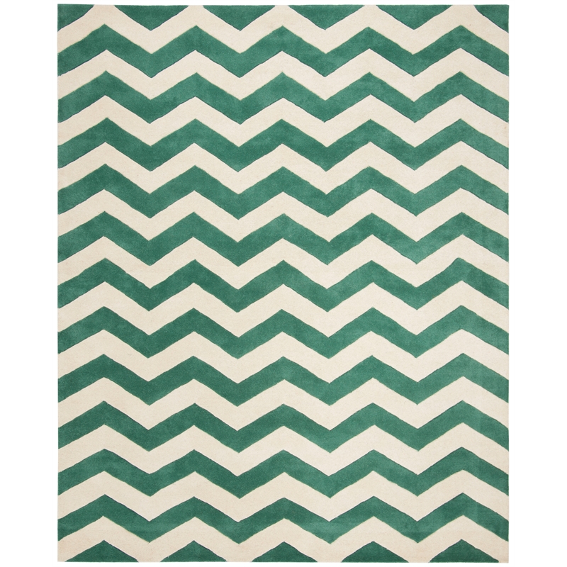 Safavieh Chatham 8' X 10' Wool Hand Tufted Rug in Teal / Ivory