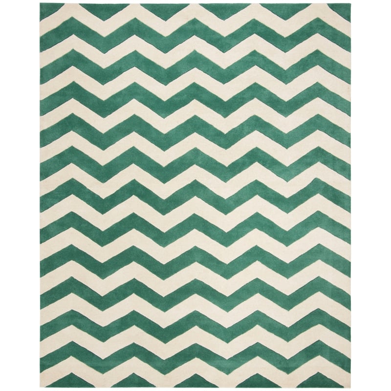 Safavieh Chatham 8' X 10' Wool Hand Tufted Rug in Teal / Ivory