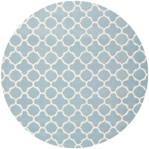 Safavieh Chatham 7' X 7' Round Wool Hand Tufted Rug in Blue / Ivory