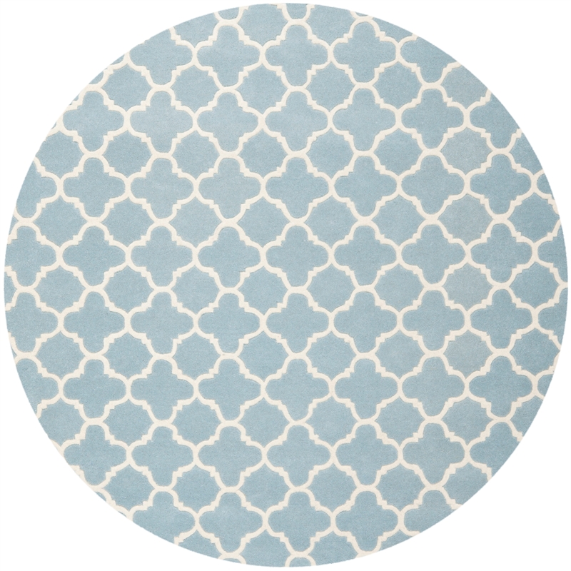 Safavieh Chatham 7' X 7' Round Wool Hand Tufted Rug in Blue / Ivory