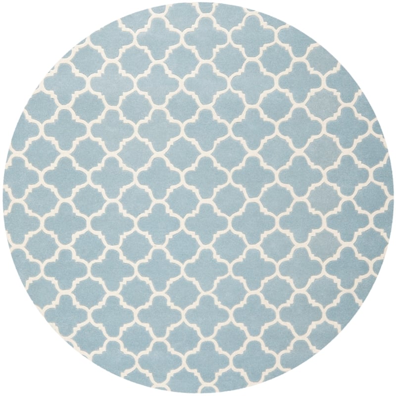 Safavieh Chatham 9' X 9' Round Wool Hand Tufted Rug in Blue / Ivory
