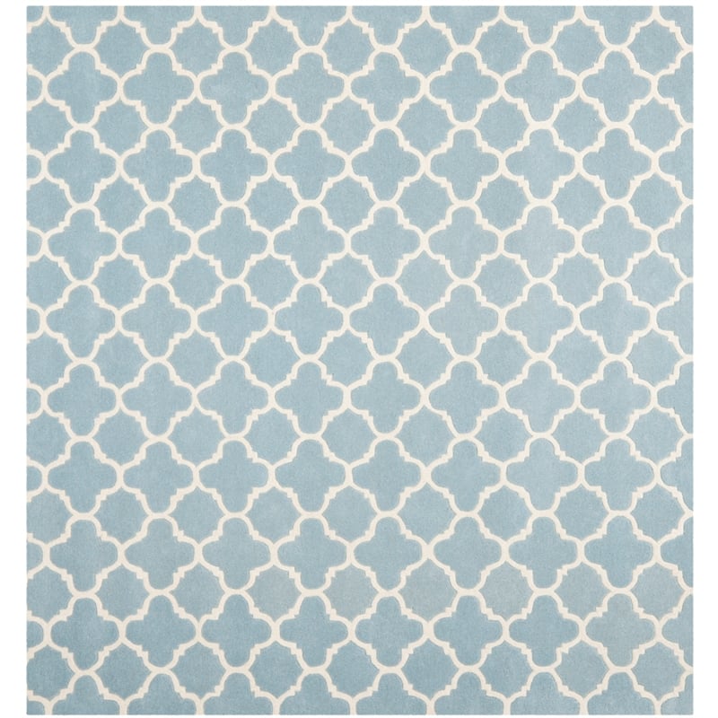 Safavieh Chatham 9' X 9' Round Wool Hand Tufted Rug in Blue / Ivory