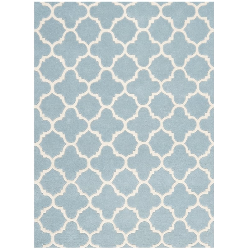 Safavieh Chatham 7' X 7'  Square Wool Hand Tufted Rug in Blue / Ivory