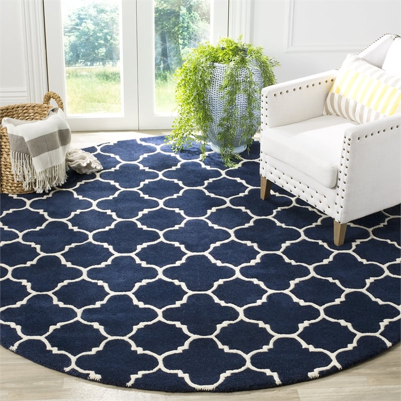 Safavieh Chatham Dark Blue Contemporary Rug - Round 7'
