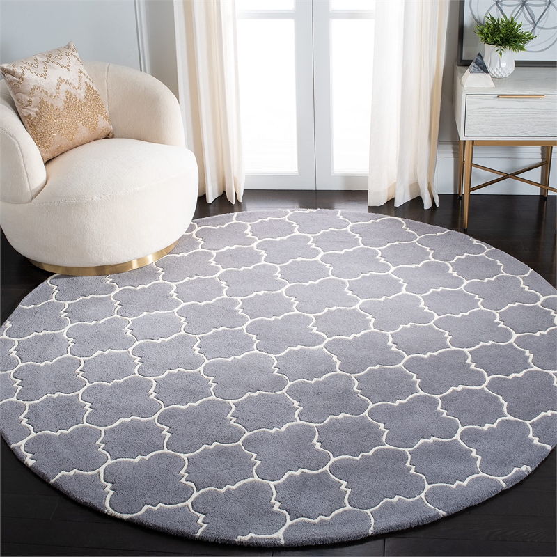 Safavieh Chatham Dark Grey Contemporary Rug - Round 9'