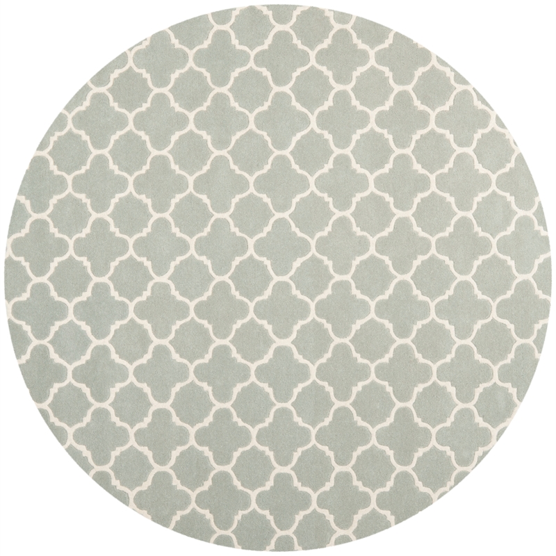 Safavieh Chatham 9' X 9' Round Wool Hand Tufted Rug in Gray / Ivory