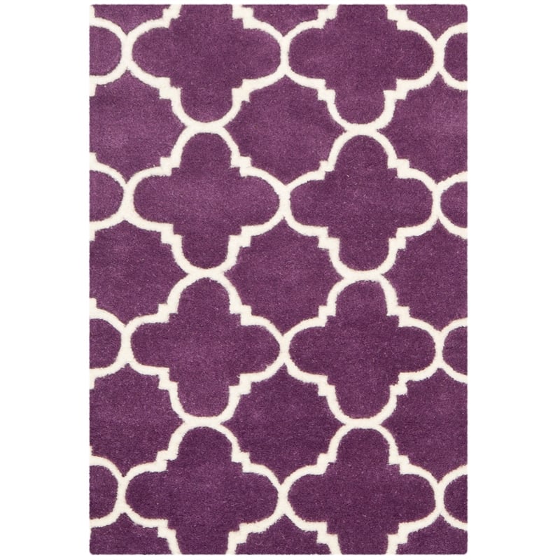 Safavieh Chatham 2' X 3' Wool Hand Tufted Rug in Purple / Ivory