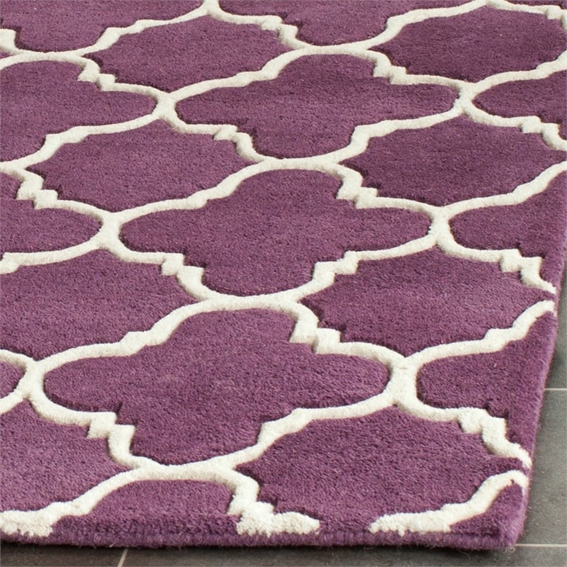 Safavieh Chatham 2' X 3' Wool Hand Tufted Rug in Purple / Ivory