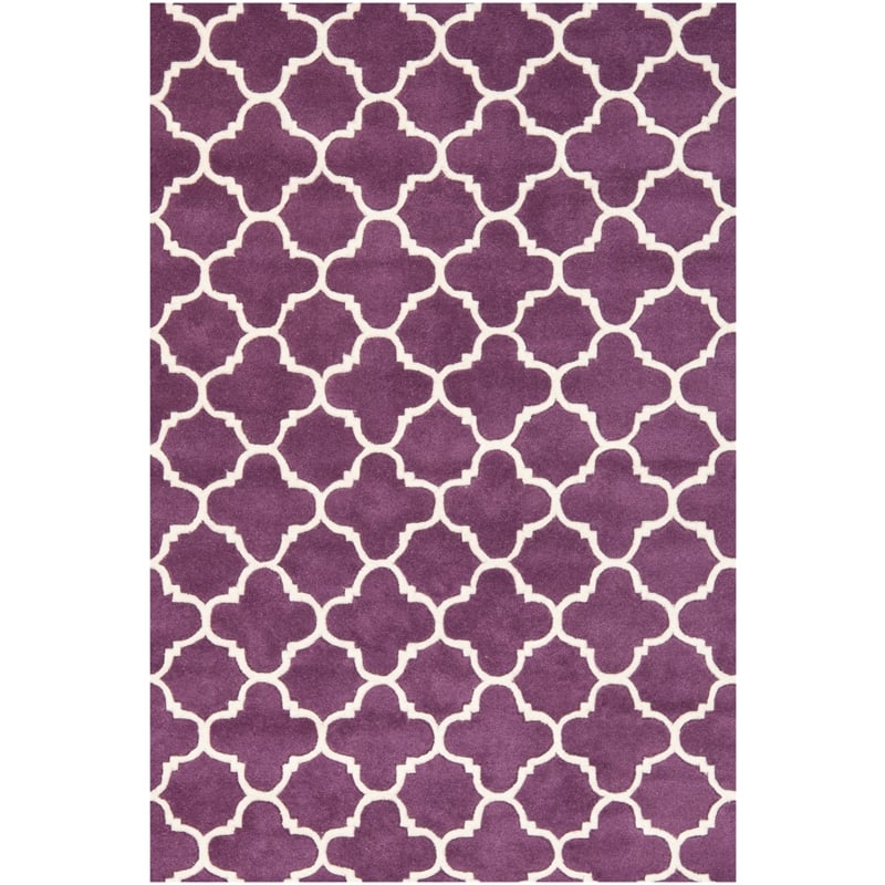 Safavieh Chatham 4' X 6' Wool Hand Tufted Rug in Purple / Ivory