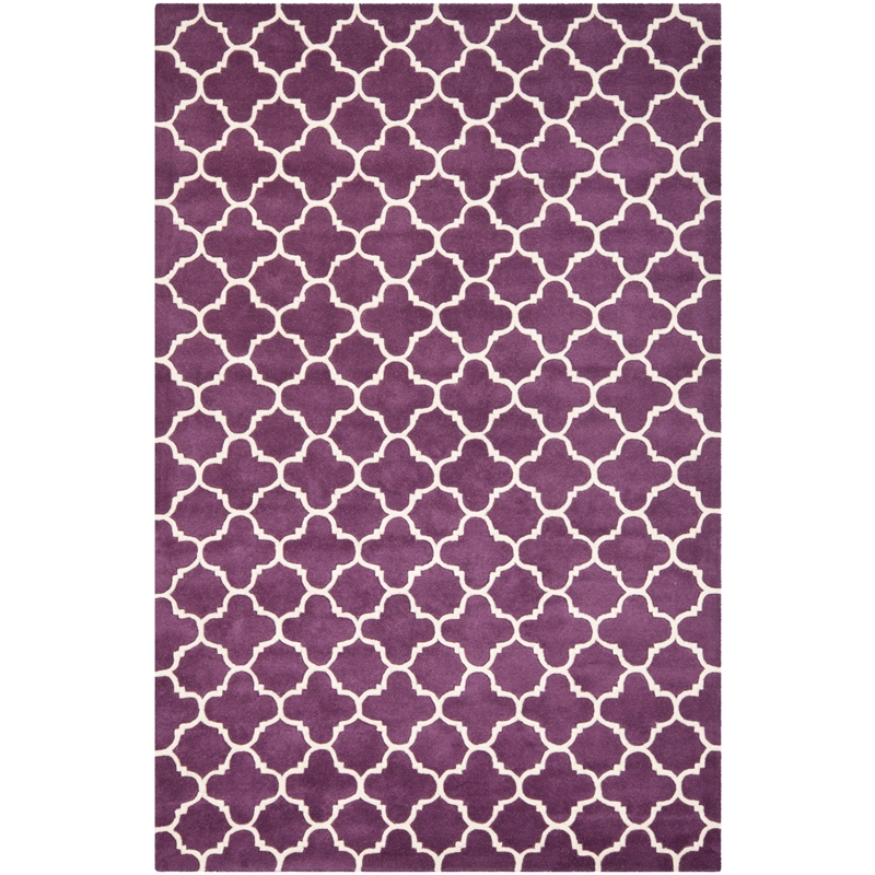 Safavieh Chatham 6' X 9' Wool Hand Tufted Rug in Purple / Ivory