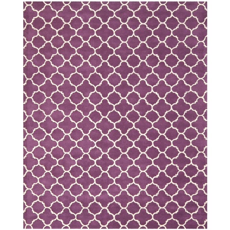 Safavieh Chatham 10' X 14' Wool Hand Tufted Rug in Purple / Ivory
