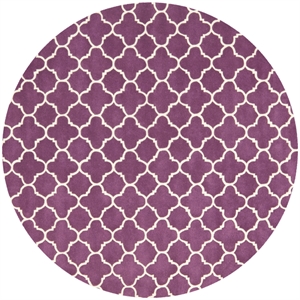 Safavieh Chatham 7' X 7' Round Wool Hand Tufted Rug in Purple / Ivory