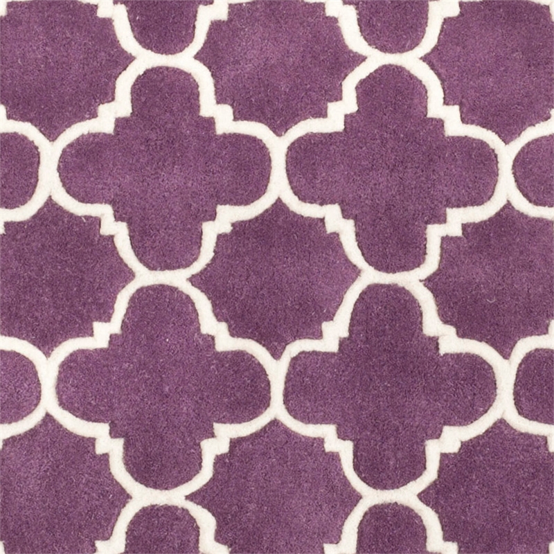 Safavieh Chatham 7' X 7' Square Wool Hand Tufted Rug in Purple / Ivory
