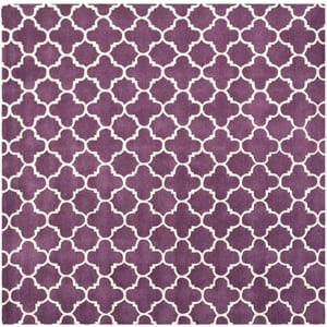 Safavieh Chatham 8'-9&quot X 8'-9&quot Square Wool Hand Tufted Rug in Purple / Ivory