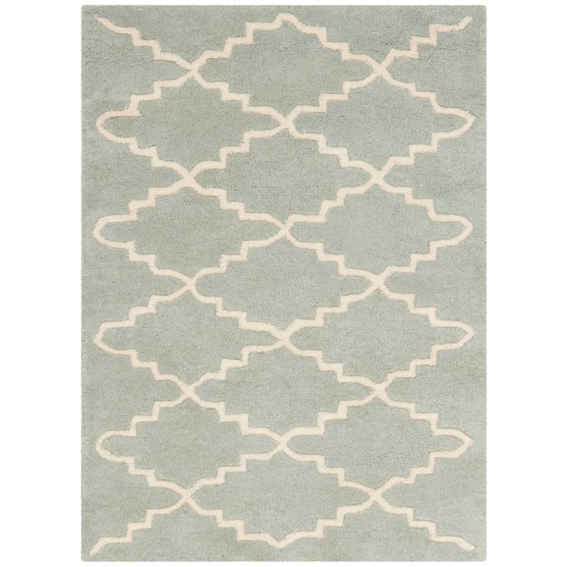 Safavieh Chatham 2' X 3' Wool Hand Tufted Rug in Light Blue / Ivory