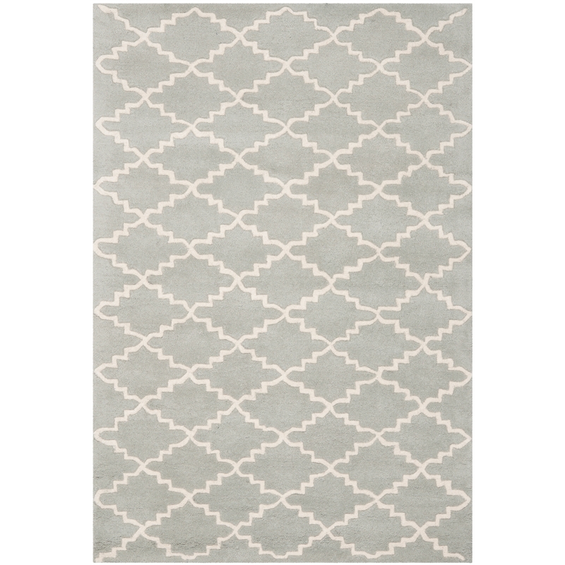 Safavieh Chatham 4' X 6' Wool Hand Tufted Rug in Light Blue / Ivory