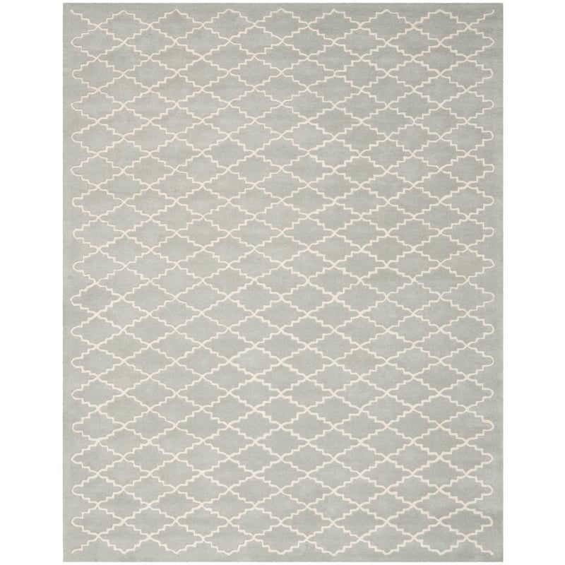 Safavieh Chatham 9' X 12' Wool Hand Tufted Rug in Light Blue / Ivory