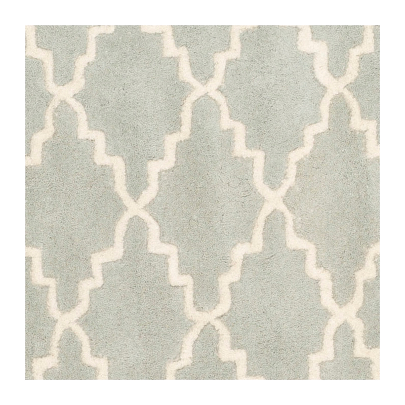 Safavieh Chatham 7' X 7' Round Wool Hand Tufted Rug in Light Blue / Ivory