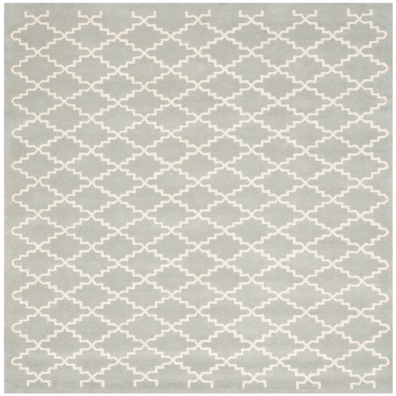 Safavieh Chatham 7' X 7' Square Wool Hand Tufted Rug in Light Blue / Ivory