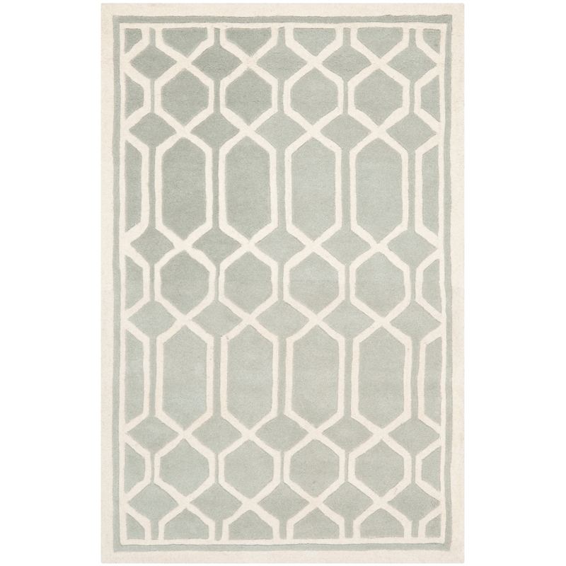 Safavieh Chatham 4' X 6' Wool Hand Tufted Rug in Gray / Ivory