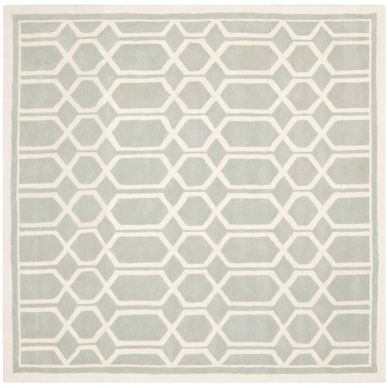 Safavieh Chatham 5' X 5' Square Wool Hand Tufted Rug in Gray / Ivory