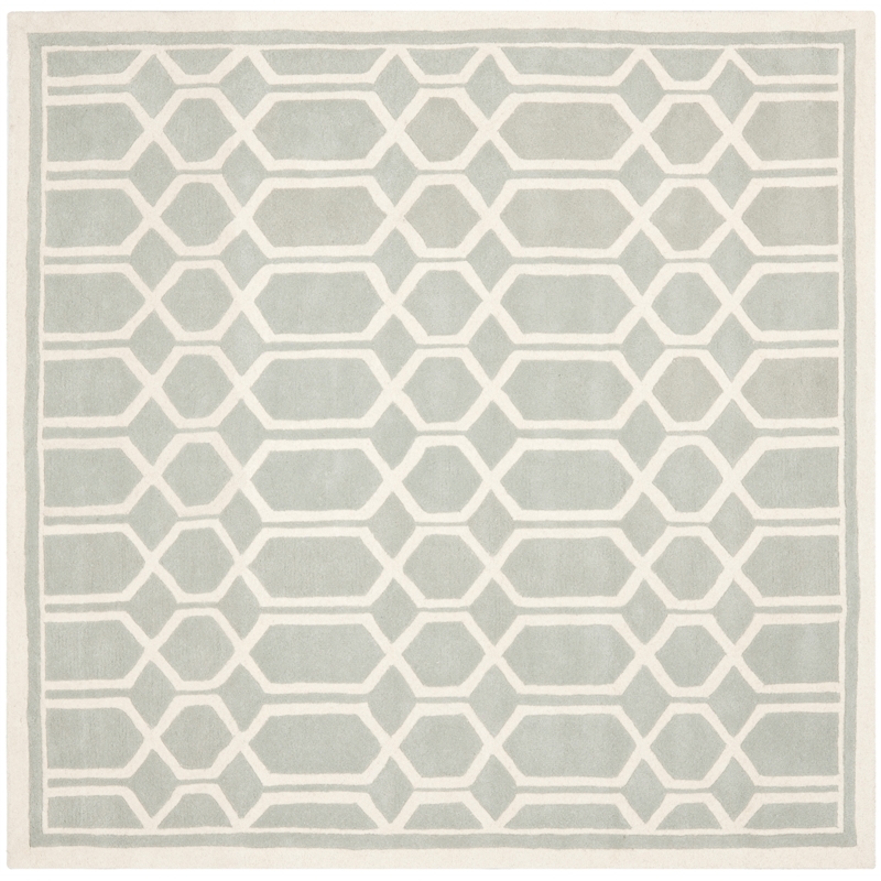 Safavieh Chatham 7' X 7' Square Wool Hand Tufted Rug in Gray / Ivory
