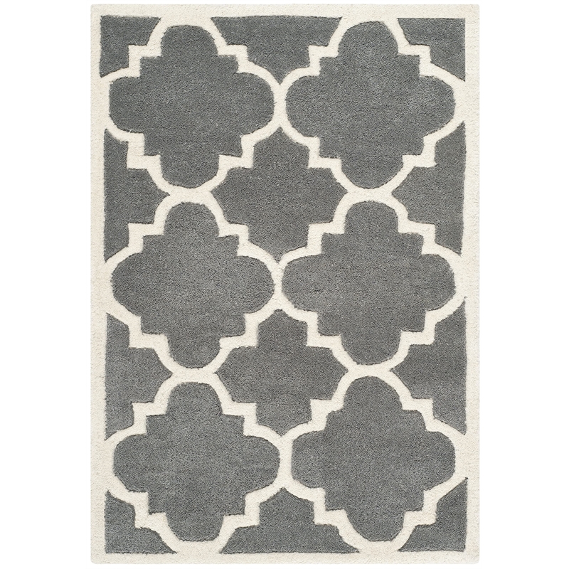 Safavieh Chatham 2' X 3' Wool Hand Tufted Rug In Dark Gray And Ivory