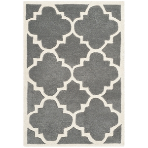 Safavieh Chatham 2' X 3' Wool Hand Tufted Rug In Dark Gray And Ivory
