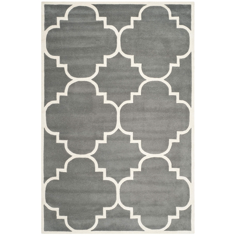 Safavieh Chatham 6' X 9' Wool Hand Tufted Rug In Dark Gray And Ivory