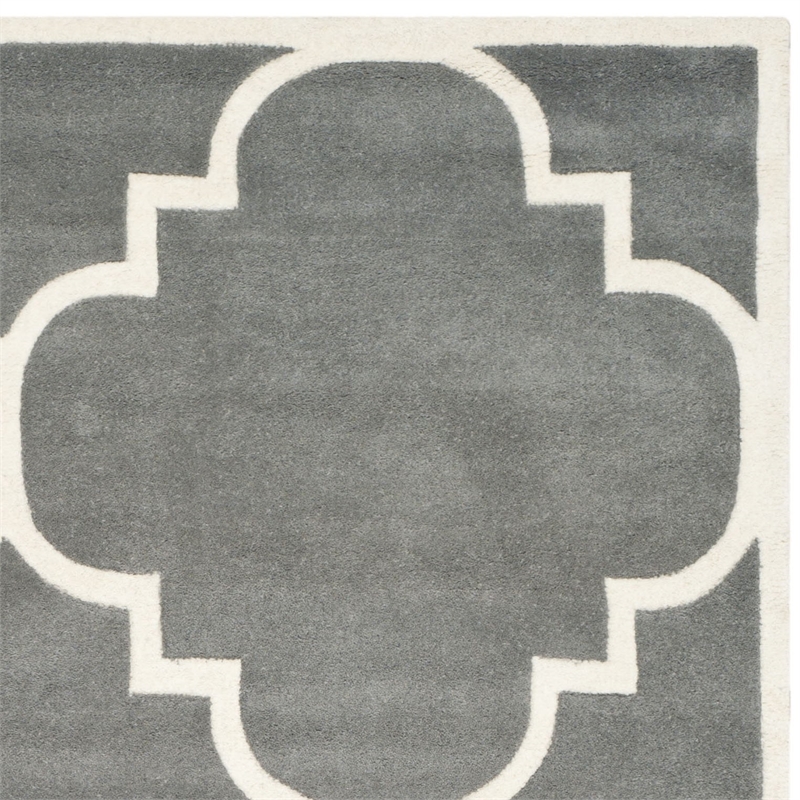 Safavieh Chatham 6' X 9' Wool Hand Tufted Rug In Dark Gray And Ivory