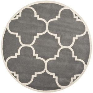 Safavieh Chatham 5' X 5' Round Wool Hand Tufted Rug In Dark Gray And Ivory