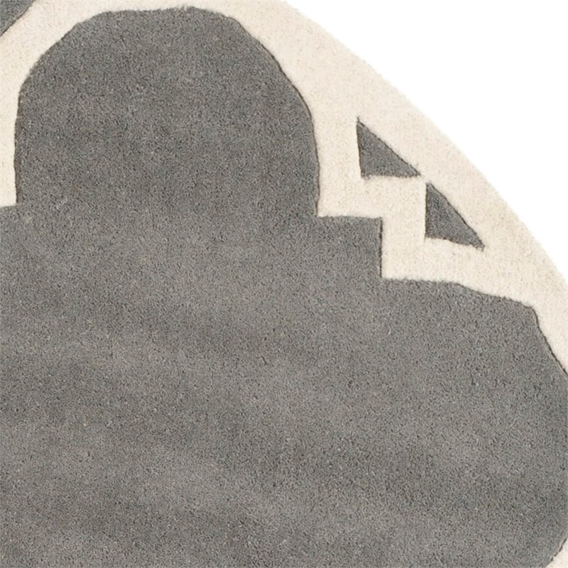 Safavieh Chatham 9' X 9' Round Wool Hand Tufted Rug In Dark Gray And Ivory