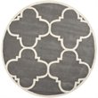 Safavieh Chatham 9' X 9' Round Wool Hand Tufted Rug In Dark Gray And Ivory