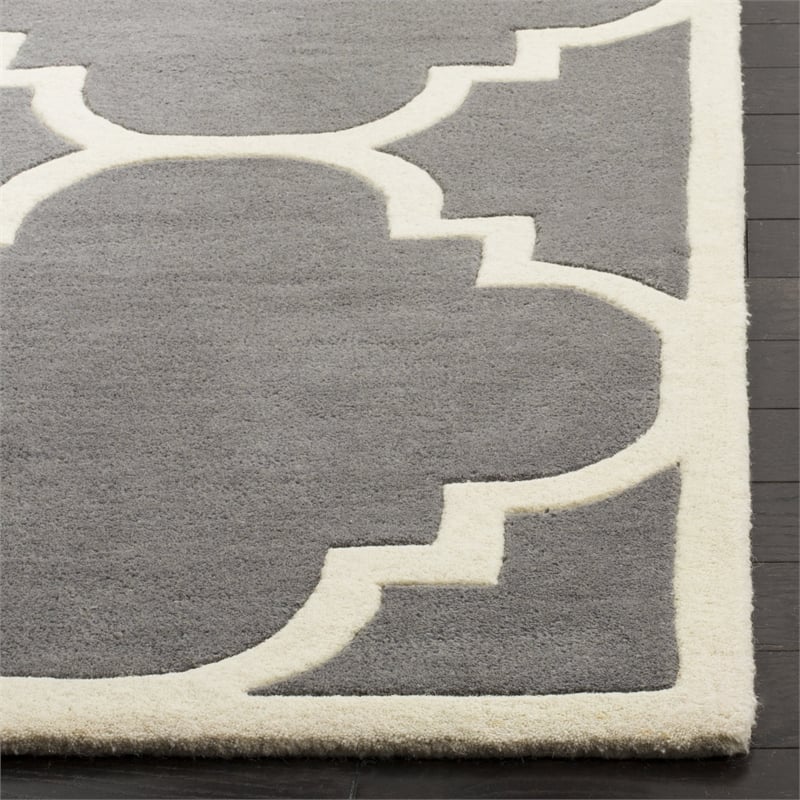 Safavieh Chatham 5' X 5' Square Wool Hand Tufted Rug In Dark Gray And Ivory
