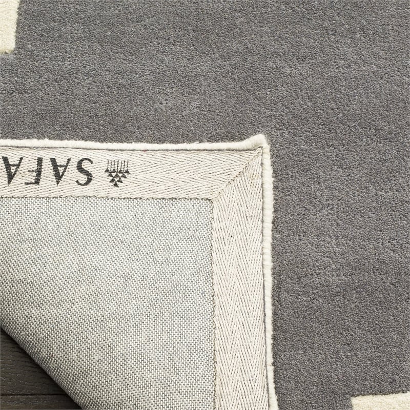 Safavieh Chatham 7' X 7' Square Wool Hand Tufted Rug In Dark Gray And Ivory