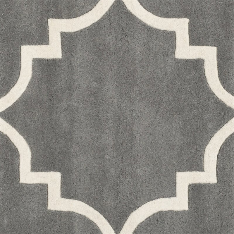 Safavieh Chatham 7' X 7' Square Wool Hand Tufted Rug In Dark Gray And Ivory