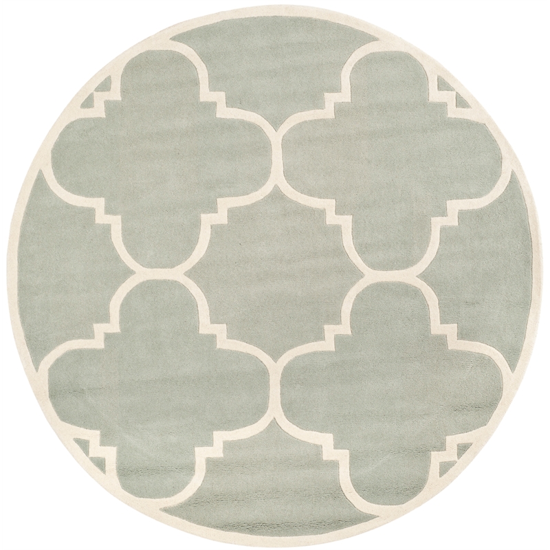 Safavieh Chatham 5' X 5' Round Wool Hand Tufted Rug in Gray / Ivory