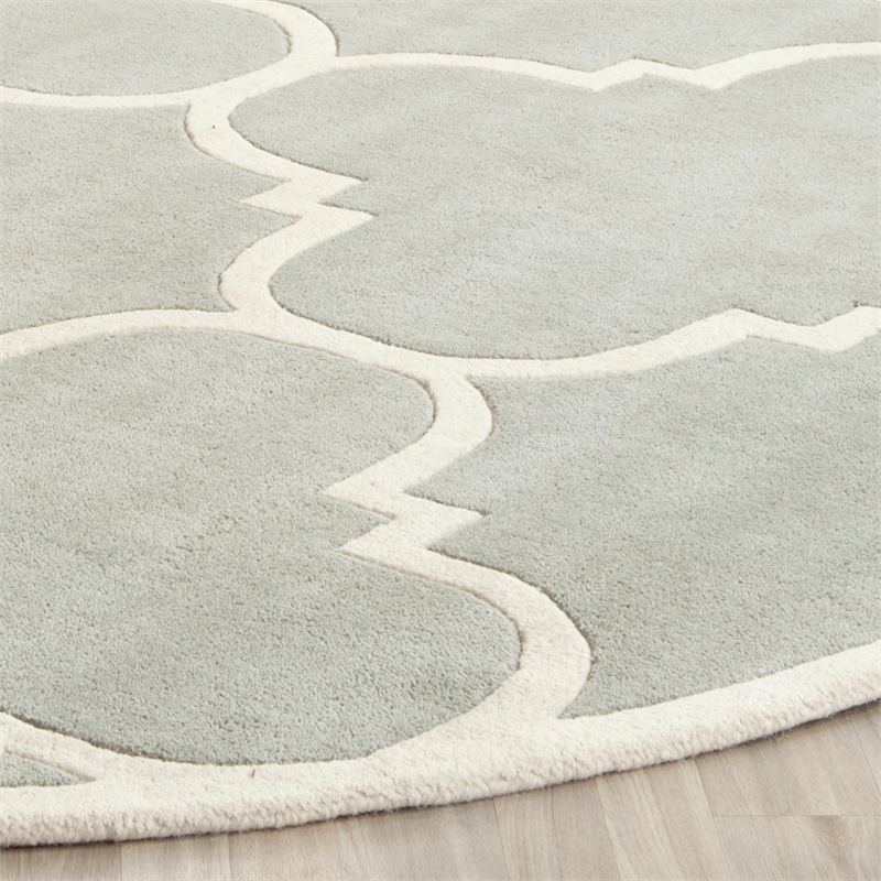 Safavieh Chatham 5' X 5' Round Wool Hand Tufted Rug in Gray / Ivory