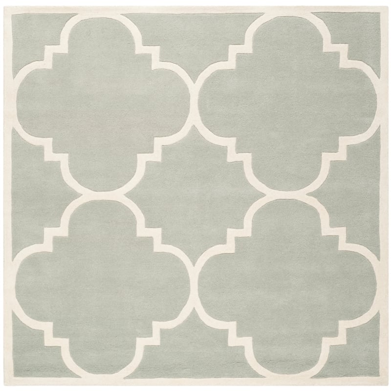 Safavieh Chatham 5' X 5' Square Wool Hand Tufted Rug in Gray / Ivory