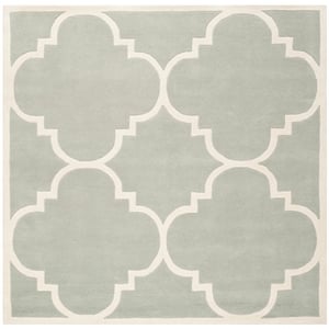 Safavieh Chatham 8'-9&quot X 8'-9&quot Square Wool Hand Tufted Rug in Gray / Ivory
