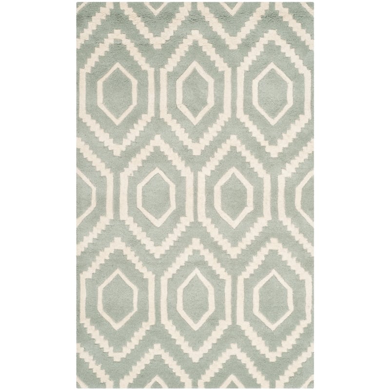 Safavieh Chatham 3' X 5' Wool Hand Tufted Rug in Gray / Ivory