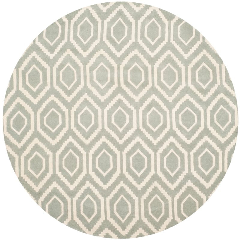 Safavieh Chatham 5' X 5' Round Wool Hand Tufted Rug in Gray / Ivory